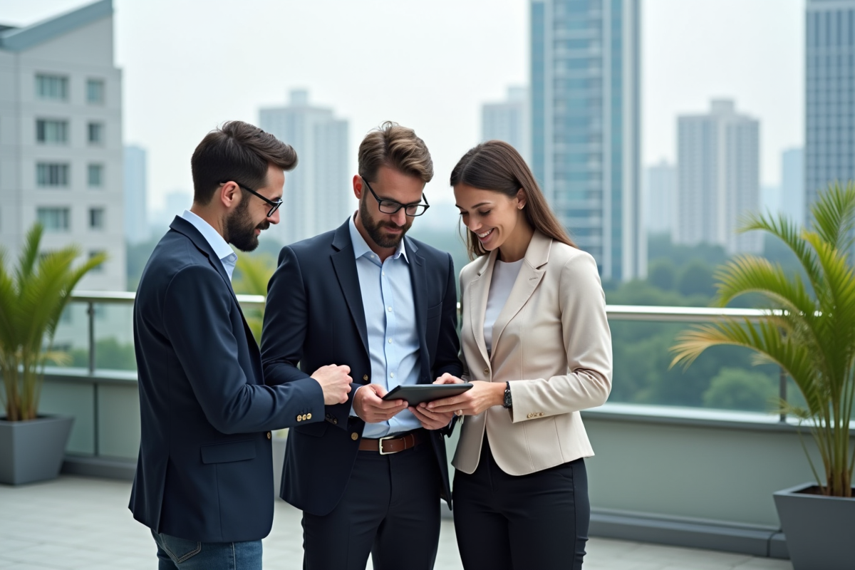 Trois collègues discutant autour d