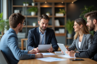 Groupe de professionnels en réunion d'affaires