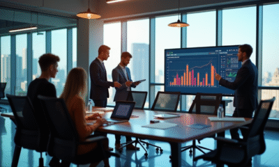 Équipe professionnelle en réunion dans un bureau moderne