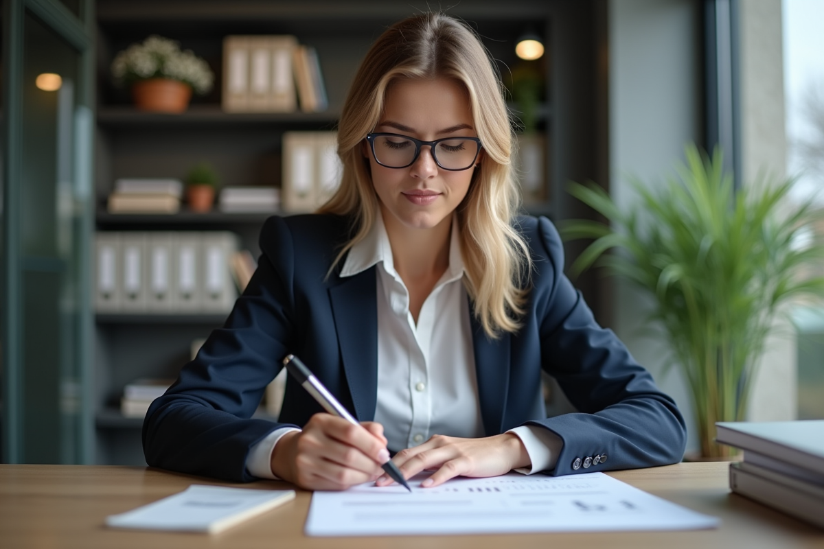 Femme d affaires confiante en bureau moderne