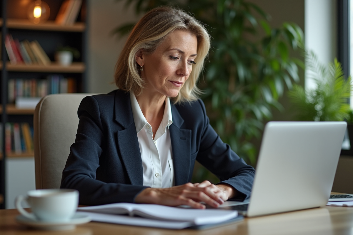Femme d affaires travaillant seule dans un bureau à domicile