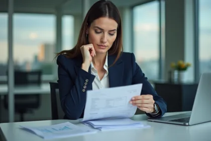 Femme d affaires en réunion dans un bureau moderne
