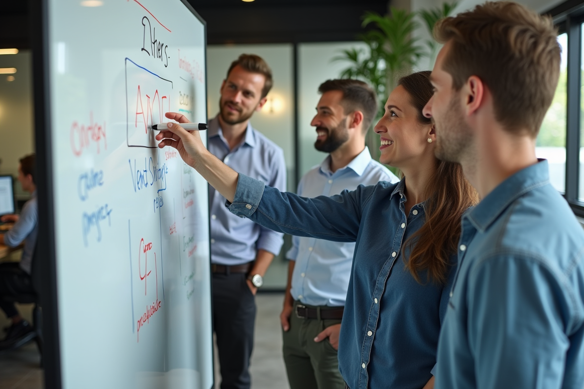 Groupe de professionnels en discussion collaborative