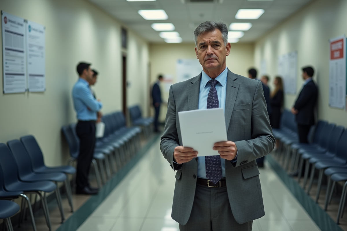 Homme en costume dans une file d