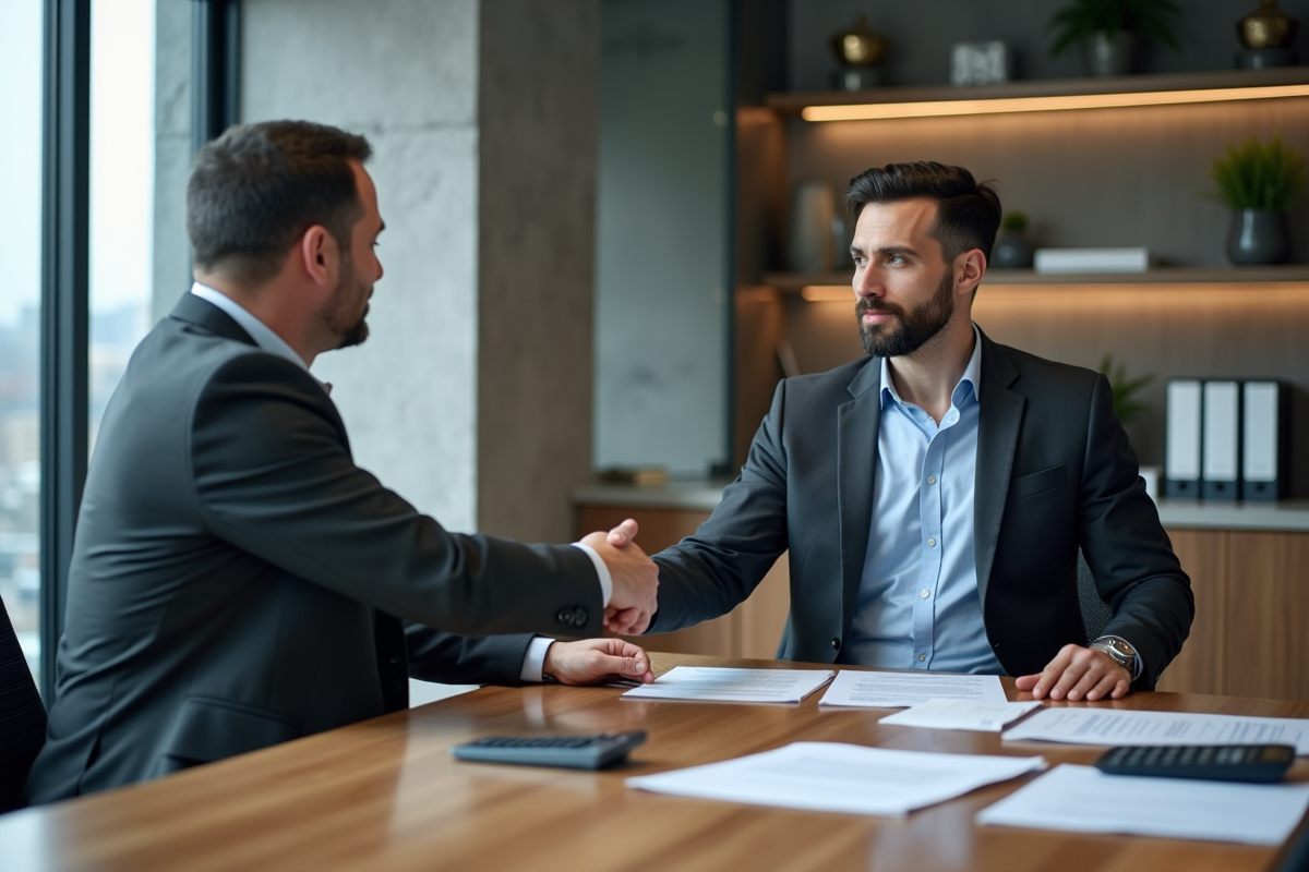 Homme d affaires serrant la main d un client en réunion