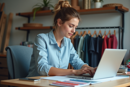 Jeune femme créant une typographie pour flocage vêtement