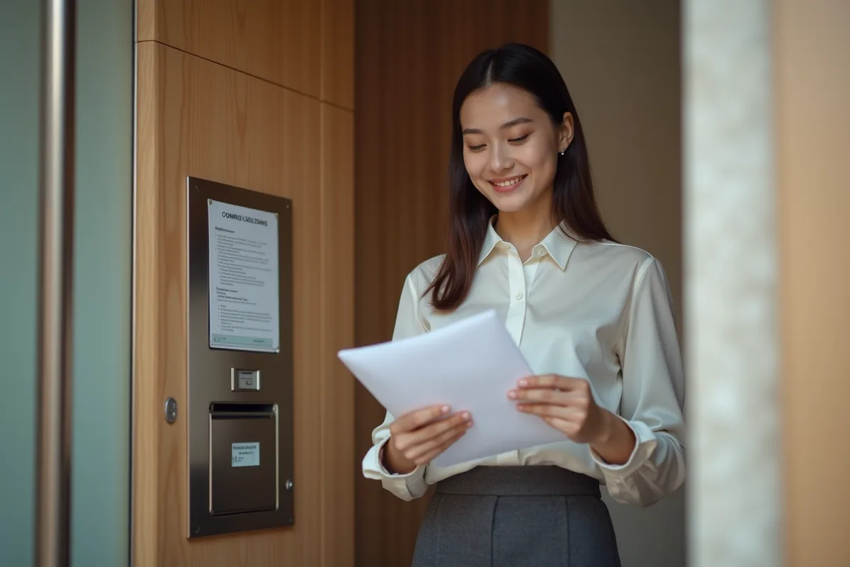 Jeune femme triant le courrier à l