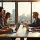 Groupe de jeunes professionnels collaborant dans un bureau lumineux à Bordeaux