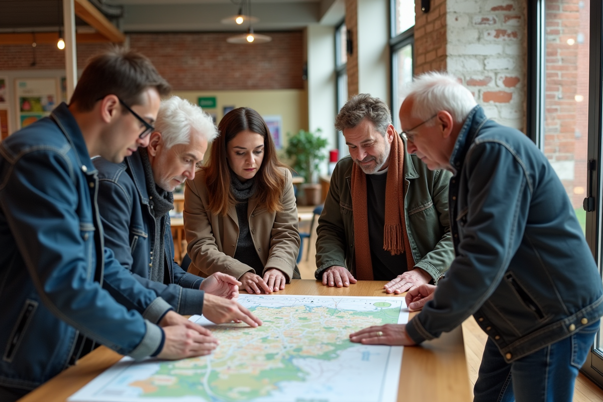 Groupe de jeunes et seniors discutant autour d