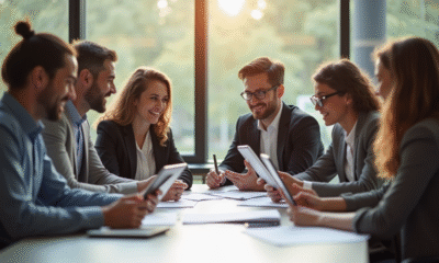 Groupe d'employes divers lors d'une reunion de travail